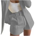 thumbnail image 2 of LOVZFMLL Women's Solid Suit Pant With Pockets Waisted Shorts With Belt Gray M, 2 of 6
