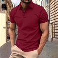 thumbnail image 2 of Sentmoon Haut pour Hommes Surdimensionné Décontracté Col Rabattu Manches Courtes Extensible Blouses Décontractées pour Hommes Couleur Unie Chemise pour Hommes Confortable pour Bateau Vin TTG, 2 of 5