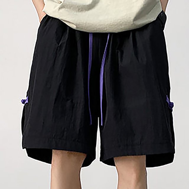 TopLLC Mens Shorts, Men shorts Shorts Men's Wide-Leg Style Solid Color Drawstring Pocket Quick Drying Casual Work Shorts.
