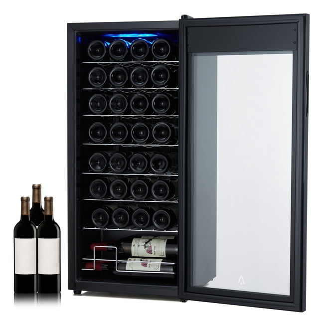 Garvee Réfrigérateur Refroidisseur de Vin, 32 Bouteilles, Commande Tactile Numérique, Noir