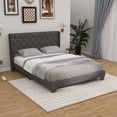 thumbnail image 2 of Costway Lit Plateforme Rembourré Format Grand Tête de Lit Capitonnée Base de Matelas Gris, 2 of 10