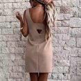thumbnail image 4 of EQWLJWE Longue Robe pour Femmes Robe Unie Sans Manches Mode Dos Nu Jupe Robe, 4 of 9