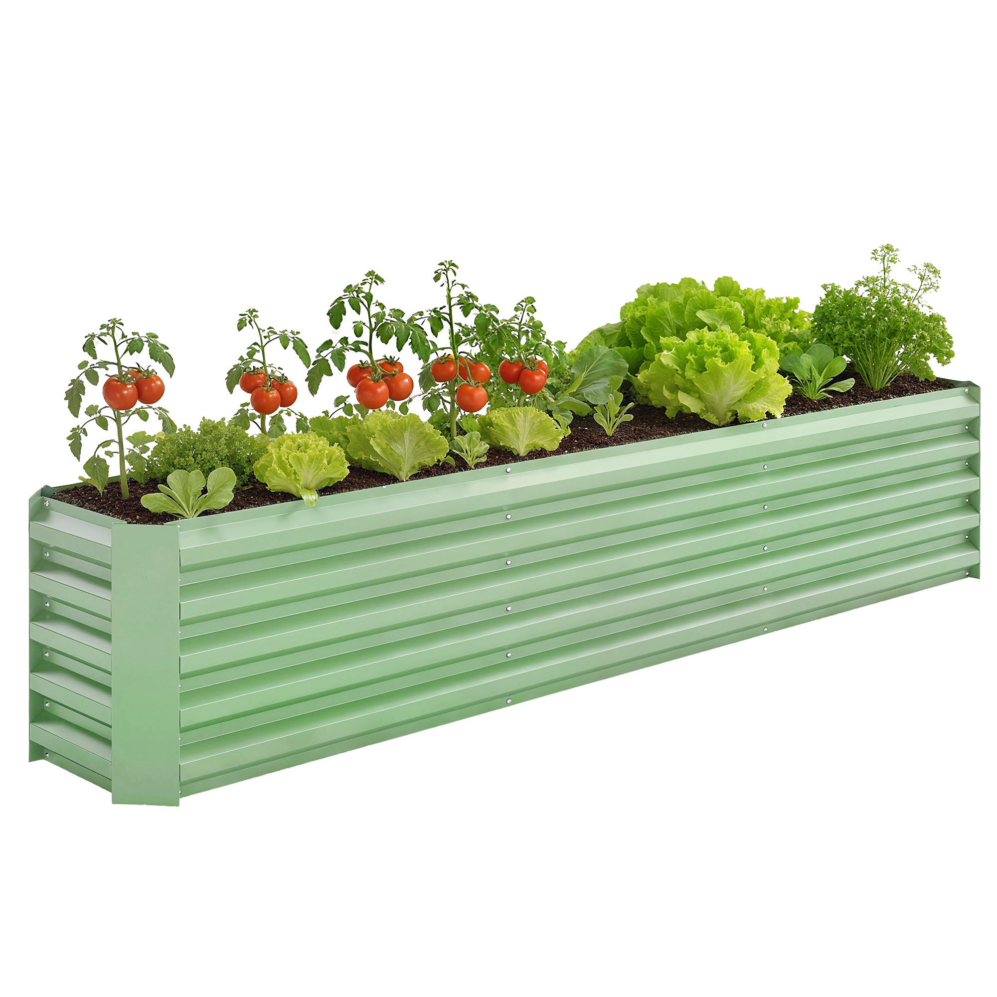 Outsunny 8x1.3x1.5ft Galvanized Raised Garden Bed, Open Bottom Light Green