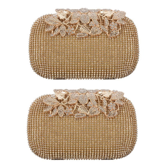2X Gold Rhinestone Evening Bag Clutch Purse Party Bridal Prom,2 X Women Bag,gold