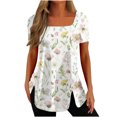 thumbnail image 1 of Birdeem Mode Femmes Été Manches Courtes Col Carré Chandail Uni Blouse Décontractée Hauts, 1 of 1