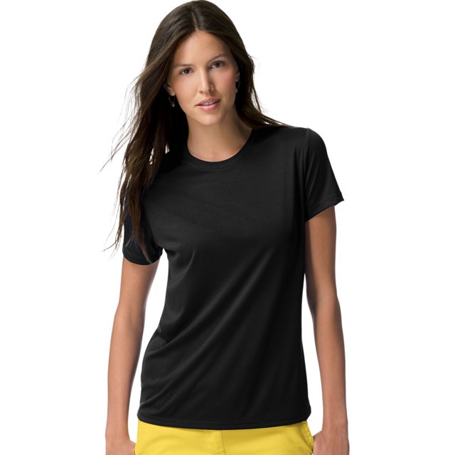 Hanes Cool DRI T-Shirt Femme, TG, Noir