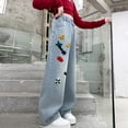 thumbnail image 4 of Girls' Straight Wide Leg Jeans | Comfy Stretch Denim Pants for Ages 5-15, 4 of 9