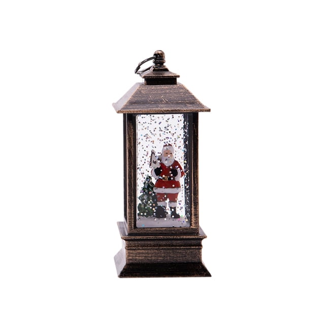 Snow Lanterns Battery Operated Christmas Lantern Glitter Water for Xmas Santa
