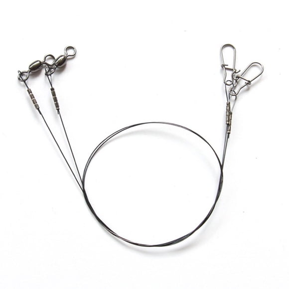 LEFU for Fishing Leader Line with Swivel Duo-Lock Snap, 2 Pack 30cm 14kg, 7x7 Wire Leaders for Predatory Fish, Stainless Steel Pin, High Tensile Strength