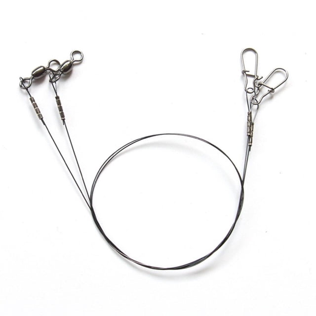 2 Pcs Fishing Titanium Wire Leader Line with Swivel Duo-Lock Snap for PredatoryFish