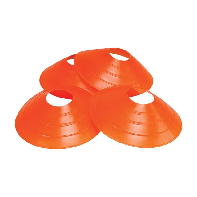 MacGregor Cônes Disques, un Ensemble de Quatre Cônes en Plastique orange Vif en Forme de Disque avec un Trou central, Idéal pour Marquer les Limites Lors de l'Entraînement de soccer Intérieur et Extérieur et des sports d'Équipe, Empilables pour un Rangement Facile.