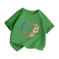 thumbnail image 3 of GDREDA Vêtements Fille Enfant Filles Mignon Graphique Col Rond Manches Courtes Tee Été Décontracté T-Shirt Hauts Fille T-Shirts Vert,9-10 Ans, 3 of 5