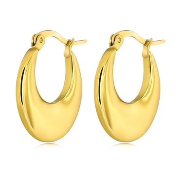 JeenMata Chunky Gold Hoop Earrings in Yellow Gold Plating - Affordable Earrings for Women