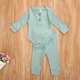 thumbnail image 3 of Combinaisons de Bébé en Tricot, Boutons Col Rond à Manches Longues + Pantalon Long Élastique, 3 of 6