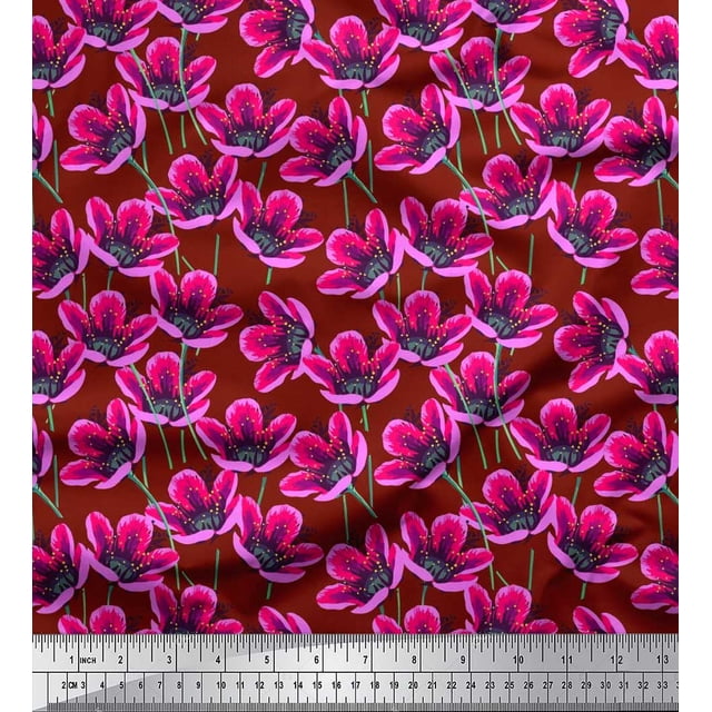 Soimoi Poly Georgette Fabric Artistic Floral Decor Fabric Printed Yard 52 Inch Wide