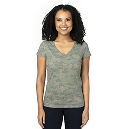Ladies' Ultimate Short-Sleeve V-Neck T-Shirt - GREEN HEX CAMO - XL