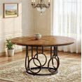 thumbnail image 4 of Fnova 47.24" Modern Round Dining Table for 4 with Wood Tabletop, Kitchen Table for Dining Room, Brown, 4 of 11