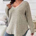 thumbnail image 2 of Besolor Plus Size Long Sleeve Tops for Women V Neck Pullover Sweaters Loose Dressy Curvy Hem Spring Fall Tunic Shirts, 2 of 6