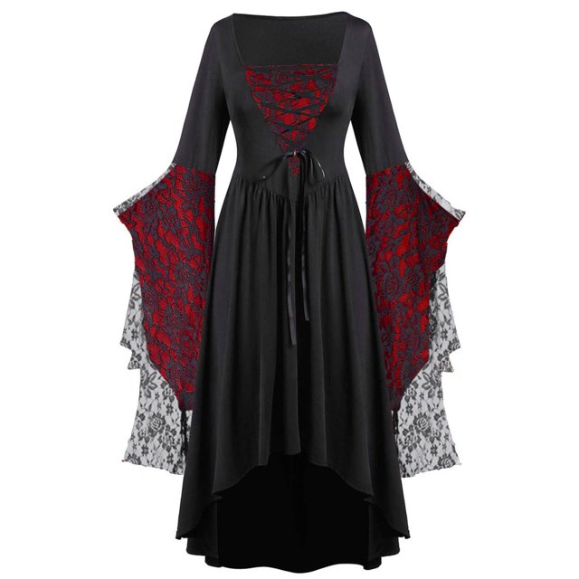 2025 Vêtements Gothiques pour Femmesrobe Grande Taille Dentelle Squelette Punk Robe Médiévale pour Femmes Robe Grande Taille Robe Rétrocorset