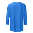 thumbnail image 4 of Pompotops T-shirt Uni pour Femme, Blouse Mi-Longue à Manches 3/4, Col Rond, Hauts Décontractés, Liquidation, 4 of 5