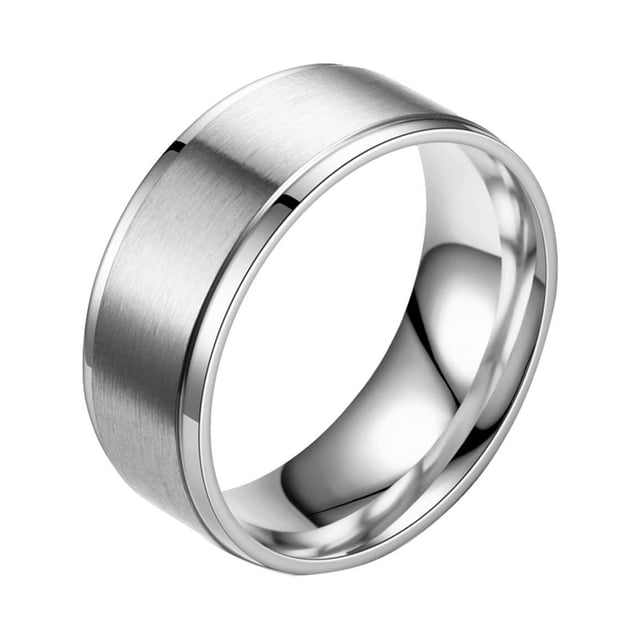 Frosted Surface Anti-Scratch Not Fading Stainless Steel Couple Titanium Steel Ring