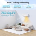 thumbnail image 4 of Costway 12000 BTU Mini Split Air Conditioner & Heater with 1 Ton Heat Pump Installation Kit, 4 of 9