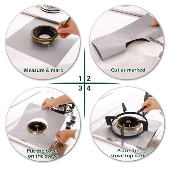 8 Pack Stove Burner Covers Triple Thickness 0.2MM, Square Stove Burner Liner Cover ,Silver Stovetop Covers