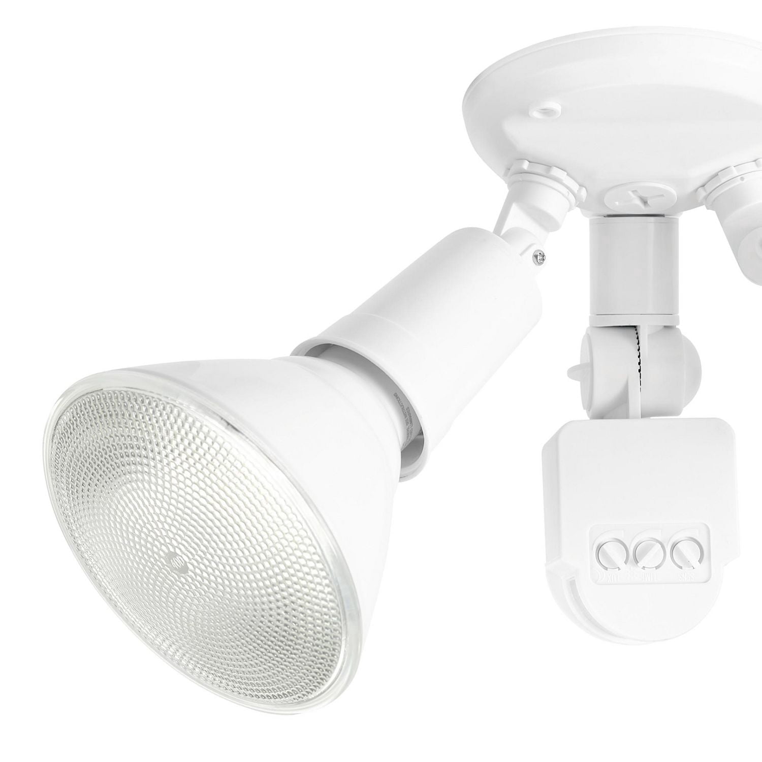 Globe Electric Lampe de sécurité double de 300 W résistante aux intempéries et avec détecteur de mouvement, fini blanc, zone de détection de 180° (79770)