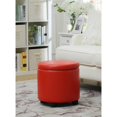 thumbnail image 1 of Designs4Comfort Round Accent Storage Ottoman in Red Faux Leather Fabric, 1 of 10