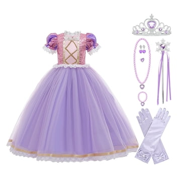 HAWEE Deluxe Raiponce Déguisement de Princesse pour Filles Costume de Princesse Sofia Fête Chic Cosplay Costume d'Halloween