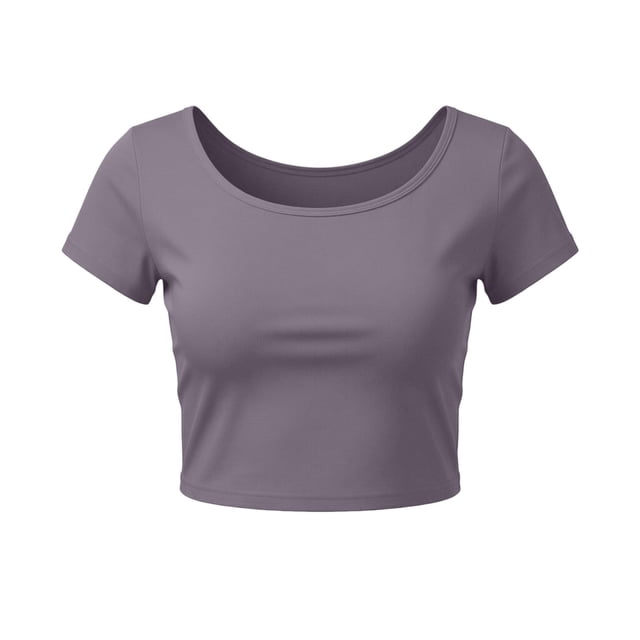 VSSSJ Hauts Courts pour Femmes Manches Courtes Col Rond Extensible Chandail Décontracté Ajusté Uni Confortable Été Basique T-Shirts Courts Gris Foncé Taille Unique