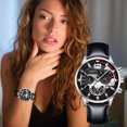 thumbnail image 2 of Up to 65% Off Noctilucent Quartz Watch Mechanical Sticker Multiple Dial Design Leather Strap Leisure Style Bracelet Watch Anti-Scratch Dial Men Women Necklace Rings Earring Jewelry on Clearance, 2 of 3