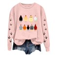 thumbnail image 1 of LUOGENLI Veste de Chandail pour Femmes avec Strass Oversize Femmes Chandails à Manches Longues à Col Rond Chandails Imprimés Poulet Chandail Léger Ample Chandails pour Femmes Chandail Oversize Rose Pâle Taille g, 1 of 6