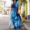 thumbnail image 2 of Heliisoer Robe pour Femme, Liquidation Été Femmes Décontractée Été Manches Courtes Col Rond Imprimé Maxi Bohème Robe Longueur Cheville, 2 of 9