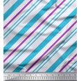 thumbnail image 1 of Soimoi Blue Poly Georgette Fabric Diagonal Stripe Print Fabric by Yard 52 Inch Wide, 1 of 5