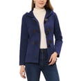 thumbnail image 1 of INSPIRE CHIC Women's Toggle Duffle Coat Zipper Front Solid Cropped Hooded Anorak L Navy Blue, 1 of 6