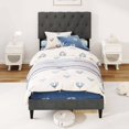 thumbnail image 4 of Costway Twin Size Bed Frame with Button-Tufted Headboard & Wooden Slats Easy Assembly, 4 of 10