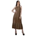 thumbnail image 2 of Moomaya Robe Longue Maxi de Fête pour Femmes en Rayonne Imprimée à Encolure Licou avec Fente avant, 2 of 4