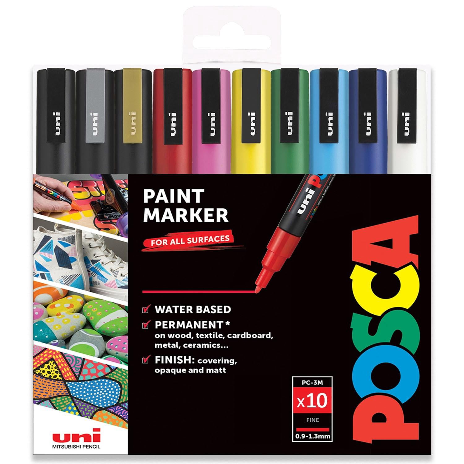POSCA PC-3M Paint Marker Art Pens - 0.9-1.3mm - Pack of 10 - Essential Set in Wallet