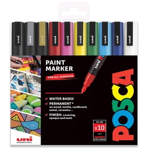 POSCA PC-3M Paint Marker Art Pens - 0.9-1.3mm - Pack of 10 - Essential Set in Wallet