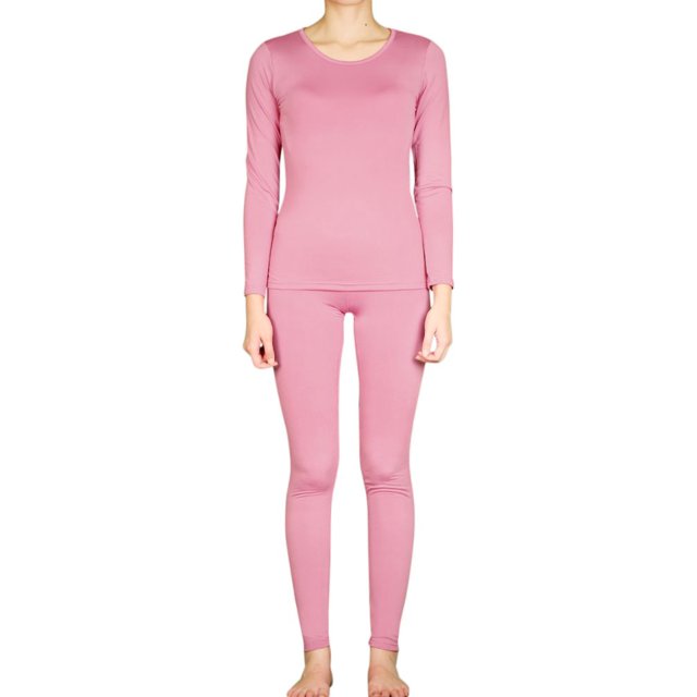 LAVRA Womens Microfiber Long Johns Thermal Underwear Two Piece Set -2XL-Dusty Rose