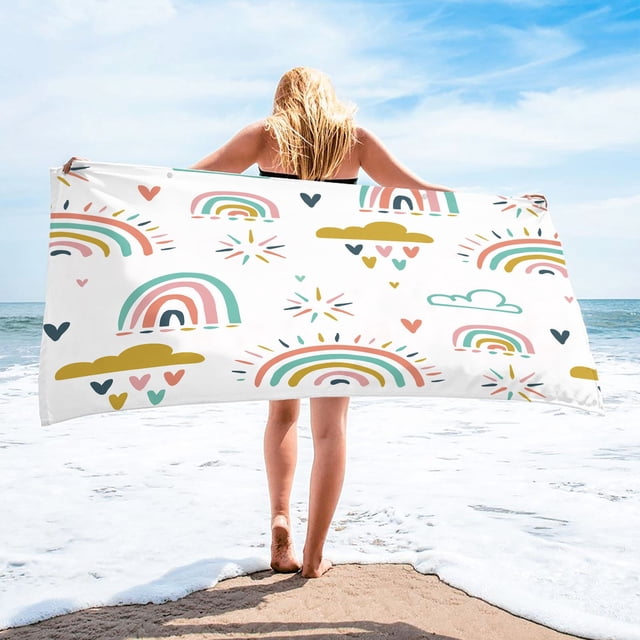 Microfiber Beach Towel 30x60 Inch - Lightweight Sandproof Towel, Quick-Dry Design for Travel, Camping & Swimming
