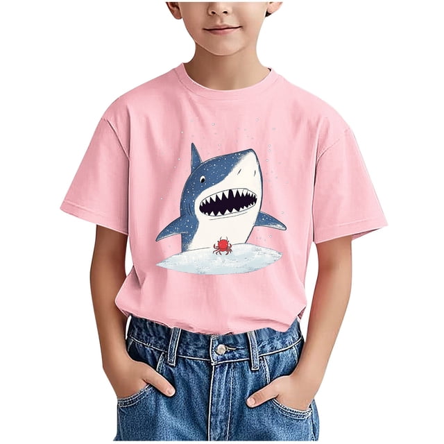 WRKEKC T-Shirts d'Été pour Garçons, T-Shirts Décontractés pour Garçons, T-Shirts Polyvalents Décontractés à Manches Courtes pour Enfants avec Motif Imprimé et Col Rond
