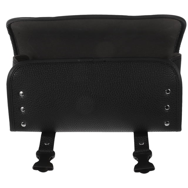 WEUVEB Motorcycle Bag PU Saddlebag Organizer Fork Roll Side Storage Accessory Black