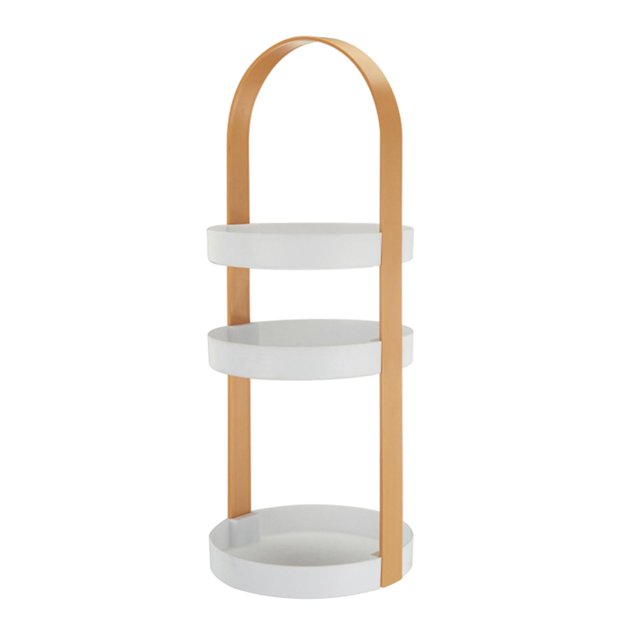 Organisateur de Cosmétiques Support 3 Couches Plateau de Service Orné Support de Table Basse Cuisine Jaune