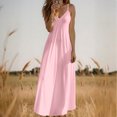 thumbnail image 2 of Robes d'Été pour Femmes Zeophrasy Robe d'Été Unie à Col en V avec Bretelles Réglables Cadeau de Fête des Mères pour Femmes Filles, 2 of 8