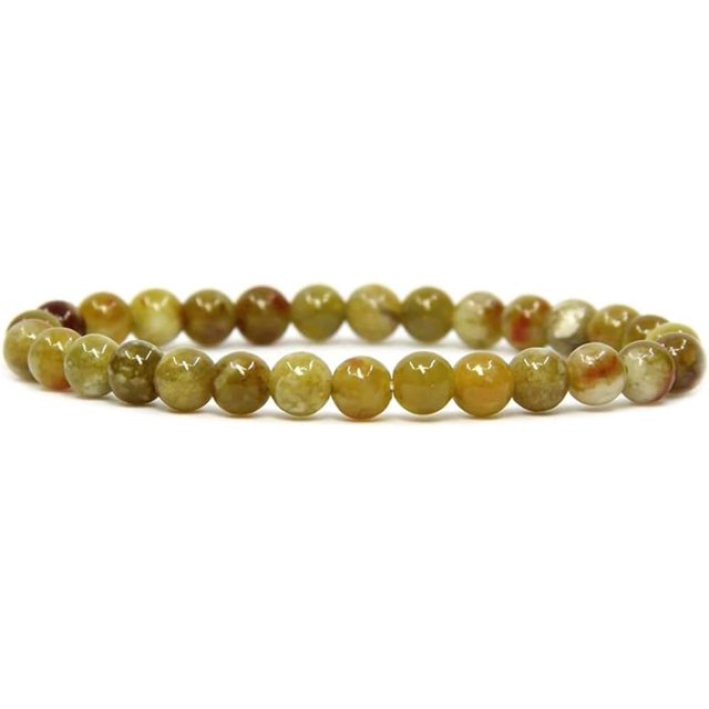 Angelstones Bracelet Extensible Unisexe en Perles Rondes de 6 mm en Séraphinite Vert Naturel