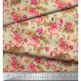 thumbnail image 3 of Soimoi Poly Georgette Fabric Check,Leaves & Rose Floral Print Sewing Fabric Yard 42 Inch Wide, 3 of 3