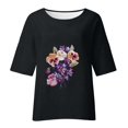 thumbnail image 4 of Blouses pour Femmes, Mode Décontractée Alzheimer Manches 3/4 Imprimé Coton Ample, 4 of 4