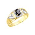 thumbnail image 4 of RYLOS Men's Rings 14K Yellow Gold Classic 7X5MM Oval Gemstone & Diamond Ring Onyx October Birthstone Rings For Men Size 11, 4 of 7